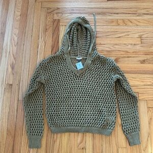 NWT American Eagle Olive Green Knit Hooded Sweatshirt